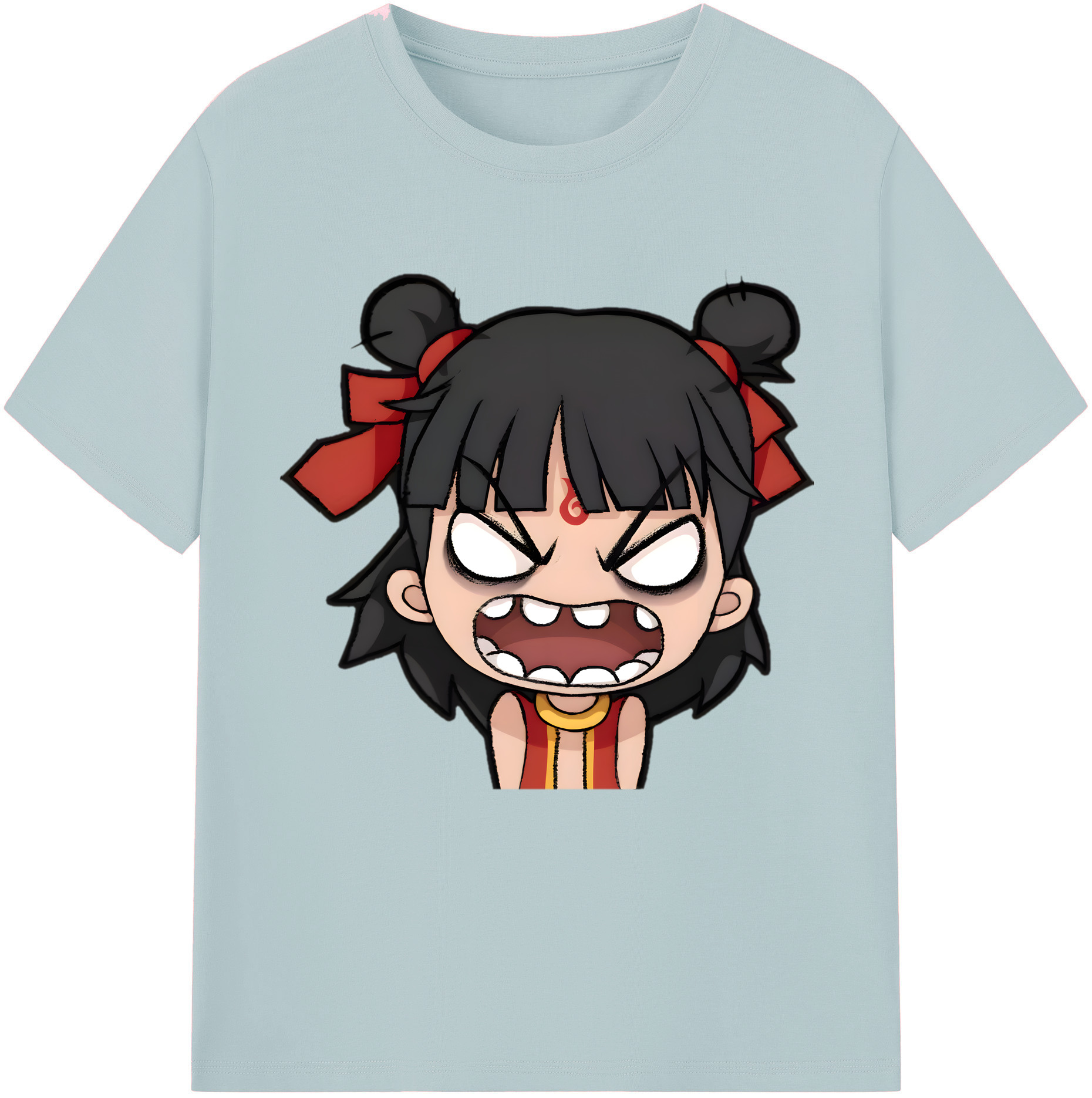 （画像用） Ne Zha 2 ナタ 魔童の大暴れ 綿100％半袖Tシャツ（フロントプリント）